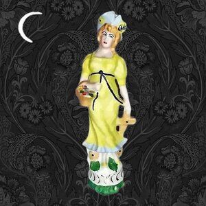 Victorian Revival Girl Figurine Decor - 40s Vintage Kitschy Accent Decor